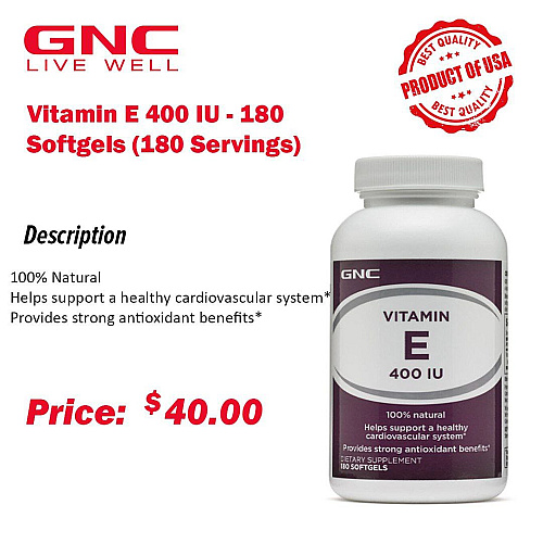 Vitamin E 400 IU-180 Softgels(180 Servings)